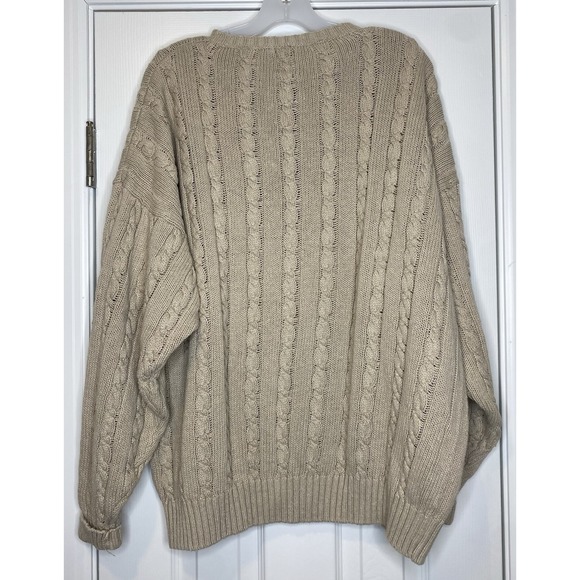 Gap‎ Men's Vintage Linen Blend Cable Knit Sweater Beige Tan Size XL - Picture 5 of 5